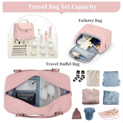 Travel Duffle Bag with Shoe Compartment,Weekender Bags for Women, Carry on Overnight Bag with Toiletry Bag,Gym Duffel Bag with Wet Pocket - color: C-Pink-1032, size: Large