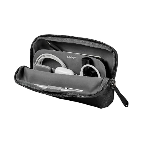 orbitkey Expandable Desk Storage Pouch – Fold-Down Access Panel, Pen Loop, Recycled Water-Resistant Material – Self-Standing Organizer for Office, Travel, Tech Gear (Black) - color: Black
