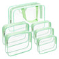 APREUTY Clear Makeup Bags, TSA Approved 6 Pcs Cosmetic Makeup Bags Set Clear PVC with Zipper Handle Portable Travel Luggage Pouch Airport Airline Vacation Organization (Green) - color: Green-6PCS (Large+Medium+Small)