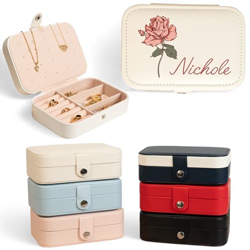 Custom Travel Jewelry Organizer, Jewelry Box, Ring Holder For Jewelry, Travel Accessories For Women, Jewerly Organizator, Bridesmaid Gifts - color: Color Birth Flower