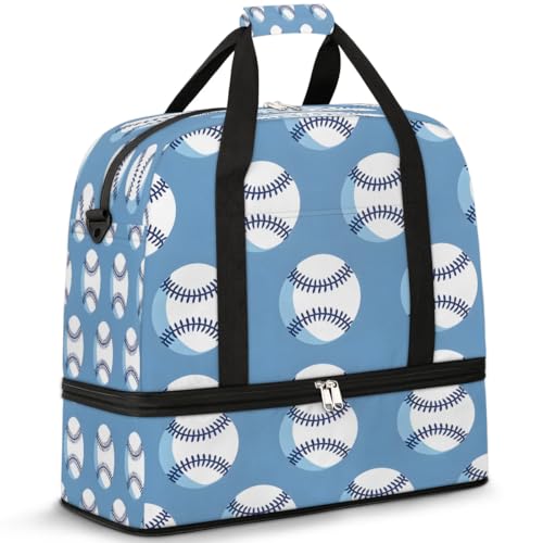 Travel Duffel Bag Baseballs Print Weekender Bag with Shoe Compartment Foldable Overnight Bags for Travel Sports Lightweight Gym Bags for Men Women - color: Baseballs Print