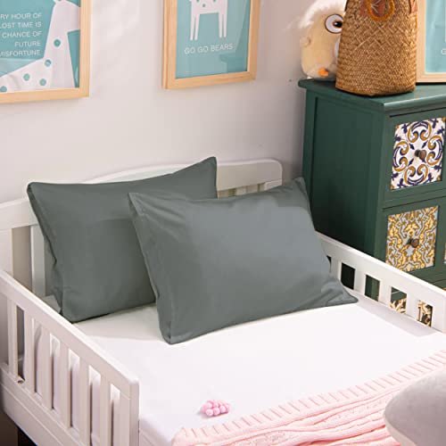 NTBAY Egyptian Cotton Toddler Pillowcases - Set of 2 - Travel Pillow Cases - 500 Thread Count Cotton 13x18 Pillow Covers - Envelope Closure Nursery Pillowcases, 13x18 Inches, Dark Grey - color: Dark Grey