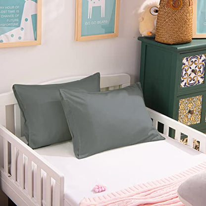 NTBAY Egyptian Cotton Toddler Pillowcases - Set of 2 - Travel Pillow Cases - 500 Thread Count Cotton 13x18 Pillow Covers - Envelope Closure Nursery Pillowcases, 13x18 Inches, Dark Grey - color: Dark Grey