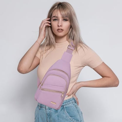 Banelu Crossbody Sling Backpack Sling Bag for Women, Small Cross Body Bag Crossbody Purse for Hiking Traveling Outdoors - color: I Lilac