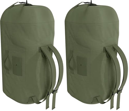 BaHoki Essentials Canvas Duffel Bag - Heavy Duty Top Load Duffel Sea Bag - Military Green Cargo Travel Bags (Pack of 2) - size: Large (Pack of 2)
