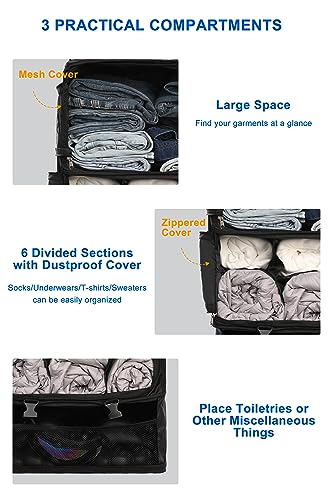 ELEZAY Hanging Packing Cubes Portable Closet 3-Shelf Travel Collapsible Compression Garment Organizer for Carry-on Luggage Suitcase Space Saver Bag XX-Large_No Side Pockets, Black - color: Black, size: XX-Large_16*12*24 IN