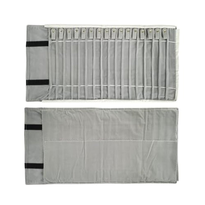 Portable Jewelry Roll Untangled Secure Necklace Travel Storage Bag Displays Holder 16 Chain (Black and Gray) - color: Black and Gray