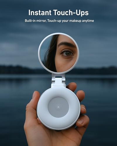 TELESIN C03 Magnetic Selfie Light, Phone Light Compatible with iPhone Magsafe, CRI97 360° LED Selfie Ring Fill Light with Mirror for Selfies/Photography/TikTok/Zoom Calls/Video Conference - color: Silver