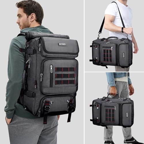 WITZMAN Carry on Travel Backpack for Men Women Airline Approved Convertible Nylon Duffle Backpack Luggage Bag (B682 Silvery Grey) - color: 03.silvery Grey
