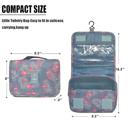 L & FY Hanging Travel Toiletry Bag Women's Cosmetic Organizer Makeup Pouch Men's Shaving Kits With Handle (Pink Flamingo) - color: Pink Flamingo, size: Compact Size