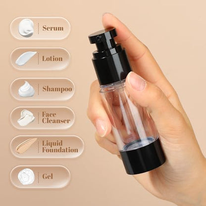 1oz 30ml Airless Pump Bottles, Refillable Leak Proof Travel Pump Bottle Toiletry Cosmetic Skincare Containers for Lotion Toner Gel Foundation (3 Pieces) - color: Black