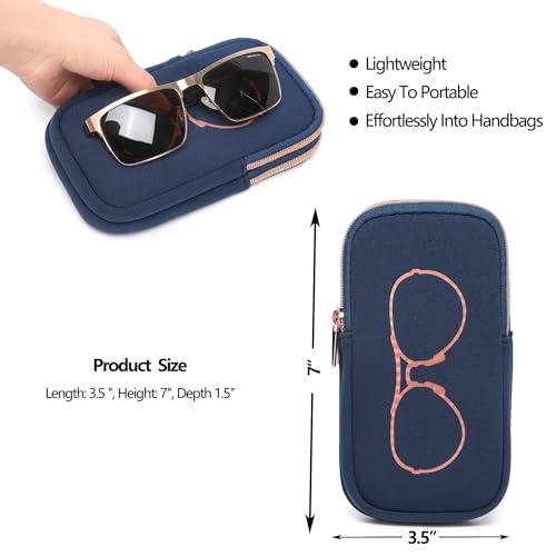 KKP Double Eyeglass Case | Sunglasses Cases with 2 Compartments - color: Navy