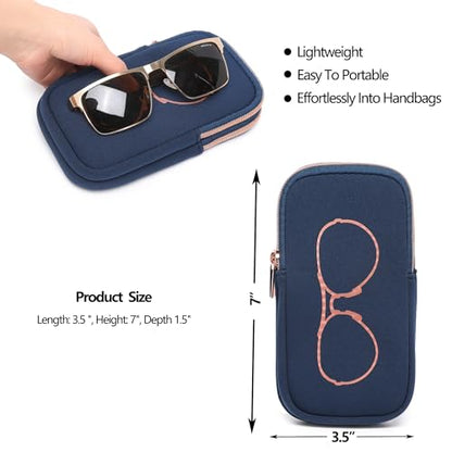 KKP Double Eyeglass Case | Sunglasses Cases with 2 Compartments - color: Navy
