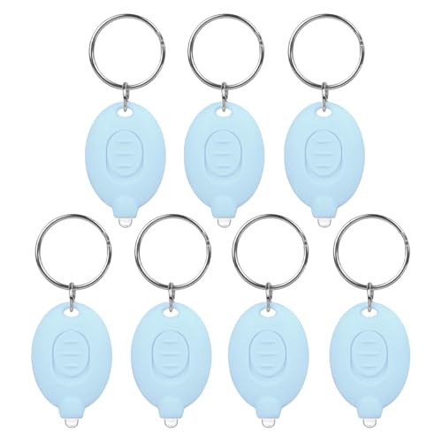 7 Pcs LED Keychain Flashlight Mini Keychain Light Bright Tiny Flashlight Small Portable Flashlight Battery Powered with Key Ring for Outdoor Activities And Emergency Lighting, Light Blue Shells - color: Blue, size: 7 PCS