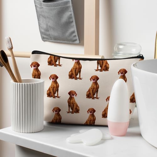 Vizsla Dog Makeup Bag, Vizsla Lovers Gifts Cosmetic Bag for Women, Dog Mom Lovers Owner Gifts for Women Christmas, Pet Lover Gift Zipper Travel Makeup Pouch for Purse - color: vizsla