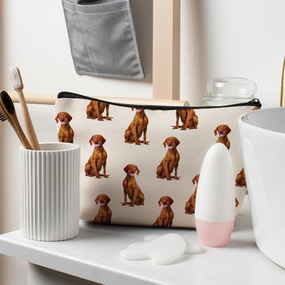Vizsla Dog Makeup Bag, Vizsla Lovers Gifts Cosmetic Bag for Women, Dog Mom Lovers Owner Gifts for Women Christmas, Pet Lover Gift Zipper Travel Makeup Pouch for Purse - color: vizsla