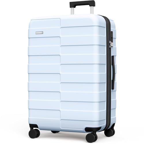 Vipbox Luggage 28 Inch (3-Years VIP Service) Hardside Expandable Large Capacity Travel Suitcase Ultra Durable Polycarbonate Lightweight with TSA Lock Spinner Wheels, Sky Blue - color: Sky Blue, size: 28 INCH