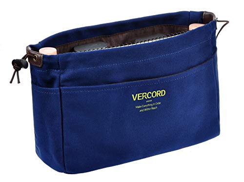 Vercord Canvas Handbag Organizers, Sturdy Purse Insert Organizer Bag in Bag, 10 Pockets Navy Blue Small - color: Navy Blue, size: Small
