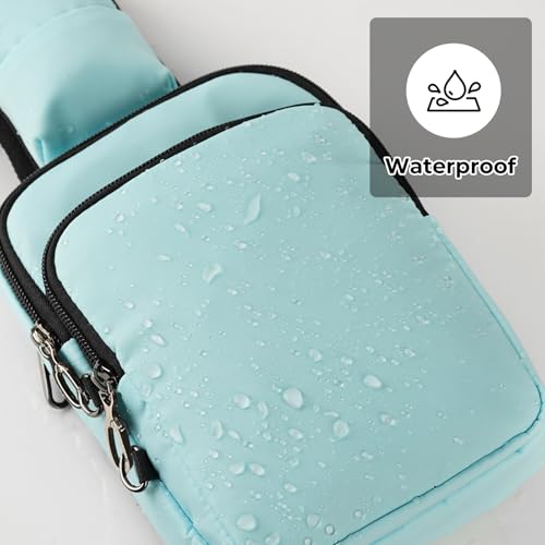 BROADREAM Sling Bag, Crossbody Bag with Anti-Theft Lock Zipper, RFID Blocking & Water Resistant for Travel Work Sport - color: Light Blue