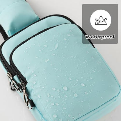 BROADREAM Sling Bag, Crossbody Bag with Anti-Theft Lock Zipper, RFID Blocking & Water Resistant for Travel Work Sport - color: Light Blue