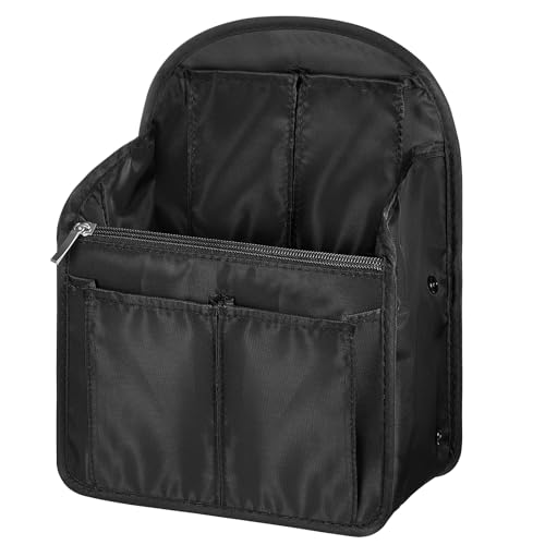 Dansydaisy Mini Backpack Organizer Insert Waterproof Purse Insert Nylon Bag Organizer with Many Pockets for Men and Women, Fits Small Backpacks - color: Black, size: 11 x 7.8 x 4.7 Inch