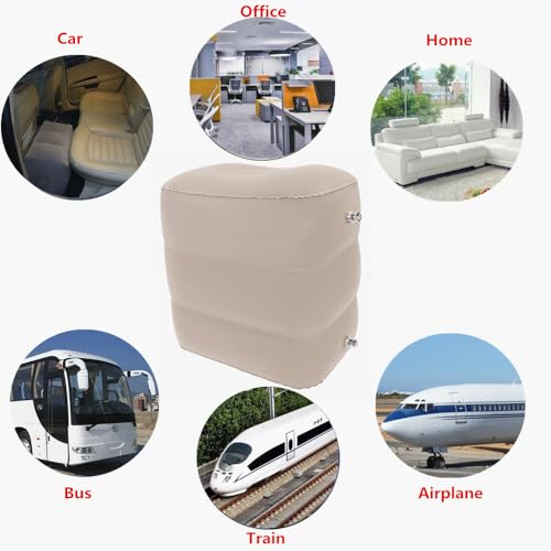 Inflatable Travel Foot & Leg Rest Pillow with Adjustable Height for Airplane, Car, Bus, Train, Office, Camping and Kids to Sleep on Long Flights, Air Pump Included - size: pillow-2