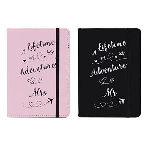 Passport Book Holder Passport Wallet for Mr and Mrs Passport Holder for Women Passport Cover Passport Case for Couples Traveling Passport Book Holder Passport Protector Bridal Shower Gifts 2PCS - color: Flying Adventurer-2pcs