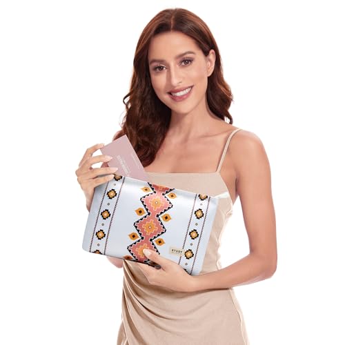 WLLWOO WLLWOO 2pcs Travel Make Up Bags-Cosmetic Bag Nylon Waterproof Large Wide Zipper Coin Purse Travel Toiletry Small Makeup Pouch For Women - color: Aztec Style