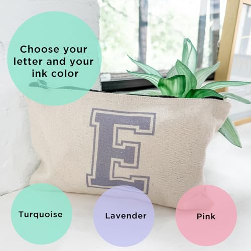 Moonlight Makers, Custom Initial Flower Wreath, Funny Canvas Makeup Bag, Pencil Pouch, Cute Travel Accessories for Women, 100% Cotton Cosmetic & Toiletry Bags - style: Custom Flower Laurel