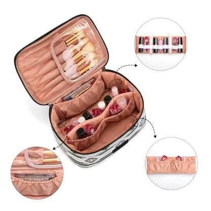 Montana West X Wrangler Travel Makeup Bag 2pcs Set Large Cosmetic Bag with Makeup Brush Holder Portable Make Up Organizer Cute Toiletry Bag with Divider and Handle for Women Aztec - color: Aztec-Black