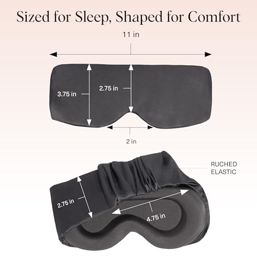 Kitsch Contour Pillow Eye Mask – Softer Than Silk Eye Masks for Sleep, Blindfold Sleep Masks for Women & Men, No Eye Pressure, Lightweight, Eye Care, Travel Essentials - Charcoal - color: Charcoal
