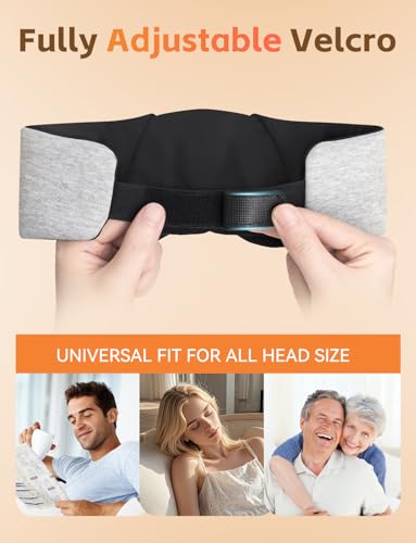 Sleep Mask with Bluetooth 6.0 Headphones, 20H Playtime Sleeping Headphones for Side Sleepers, Adjustable Blackout Eye Mask for Travel Meditation, Noise-Reducing Sleep Mask Gifts for Women Men, Gray