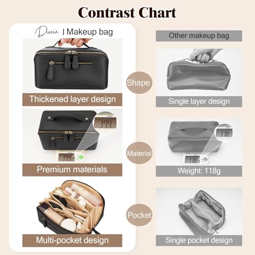 Travel Makeup Bag Cosmetic Pouch Water Resistant Travel Bag for Cosmetics, Brushes, Skincare, Toiletries, Makeup Storage (black) - color: Upgraded black