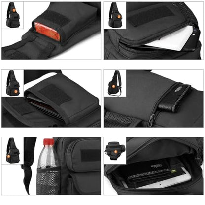 Sling Bag Crossbody Backpack for Men,Handiness Skiing Sling Bag, Lightweight Daypack for Hiking Travel (Black) - color: Black