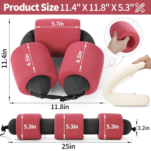 3-Ring Memory Foam Travel Neck Pillow It has obtained a Patent. The Three Rings can be movably Adjusted to Provide Flexible Support for The Neck, Head, and Other Areas.Peach Pink - color: Peach Pink