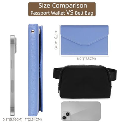 ZOPPEN Mulit-purpose Rfid Blocking Passport Holder Travel Wallet (Ver.4) Passport and Vaccine Card Holder ComboTri-fold Document Organizer Travel Essentials - color: #25 Niagara Blue