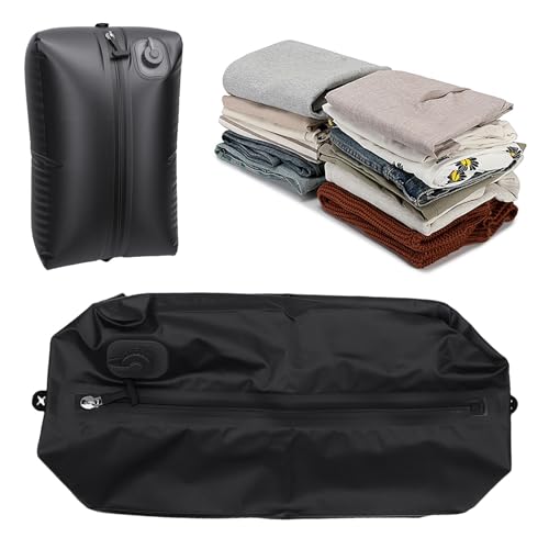 Naroote 20L Reusable Travel Vacuum Bag, Built in Pump Rechargeable Folding Compression Bag, Luggage Space Saver Packing Tool, Ideal for Camping Carry On Suitcases Backpack Seal (Black Grid) - color: Black Grid
