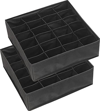 Simple Houseware 2 Pack Closet Sock Organizer, 24 Cell Drawer Divider, Black - color: Black, size: 2 Pack