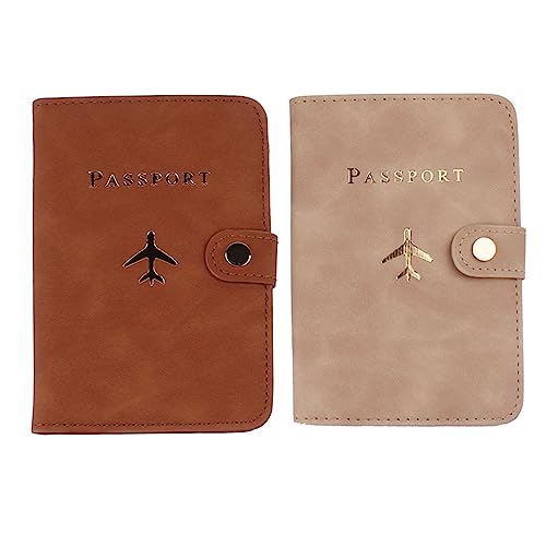Passport Wallets Travel Holder Set,Honeymoon gift,matching passport holder for Wedding Bridal Shower - color: Brown-1