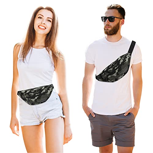 MAXTOP Large Crossbody Fanny Pack with 4-Zipper Pockets,Gifts for Enjoy Sports Festival Workout Traveling Running Casual Hands-Free Wallets Waist Pack Phone Bag Carrying All Phones - color: Camo Green, style: Large Fanny Pack(4 Zipper Pockets)