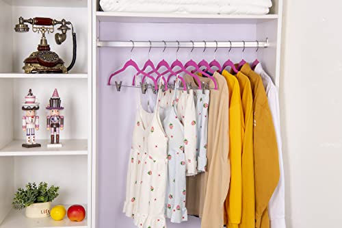 Quality Plastic 20-Pack Non Velvet Non-Flocked Thin Compact Skirt/Pant Hangers with Metal Clips for Skirts Pants Blouses Coats 360° Swivel Hook (Pink, 20) - color: Pink