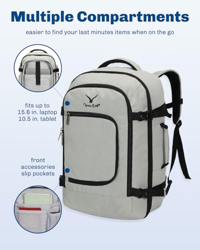 Hynes Eagle Travel Backpack 40L Flight Approved Carry on Backpack Men Large Cabin Weekender Laptop Backpack Women 15.6 inches - color: Light Green