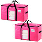 TAILI 2 Pack Pink Extra Large Moving Bags, Heavy Duty Totes with Visible Window, Wrap Around Handles, Space-Saving Storage, Alternative to Moving Boxes - color: Pink, size: 2 Large