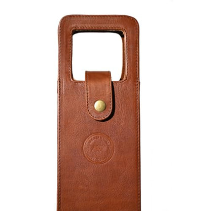 Premium Collection Single Bottle Wine Tote, Green | Genuine Leather, Elegant & Durable, Secure Locking Strap, Sophisticated Gift for Wine Enthusiasts - color: Green
