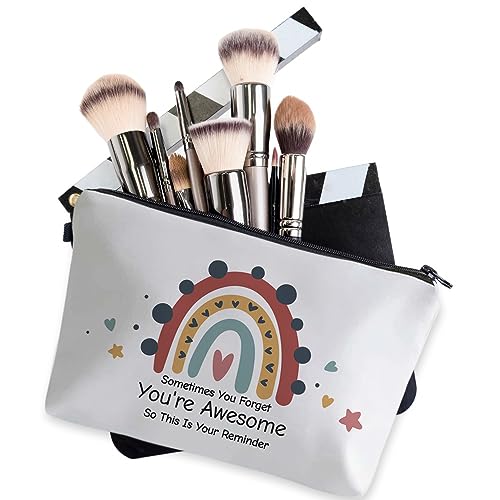 Deanfun Small Makeup Case - Cute and Waterproof Cosmetic Bag for Women(Rainbow, Sometimes You Forget That You'Re Awesome, So This Is Your Reminder D5-56372) - color: Rainbow, Sometimes you forget that you're awesome, so this is your reminder 56372