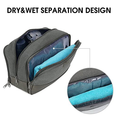 WANDF Travel Toiletry Bag for Men Large Toiletries Shaving Bag Water Resistant Hanging Dopp Kit Travel Accessories Bag for Women Men (Grey) - color: Grey