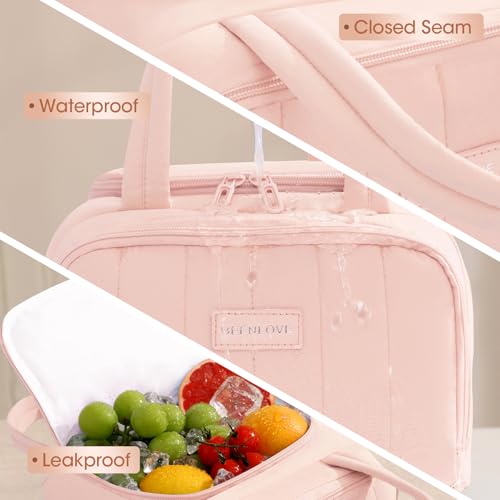 Lunch Box for Women 7L Soft Insulated Lunch Bag Reusable Leakproof Lunch Cooler for Work Meal Picnic Hiking Camping Pink - color: Pink