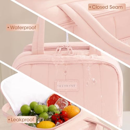 Lunch Box for Women 7L Soft Insulated Lunch Bag Reusable Leakproof Lunch Cooler for Work Meal Picnic Hiking Camping Pink - color: Pink