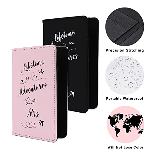 Passport Book Holder Passport Wallet for Mr and Mrs Passport Holder for Women Passport Cover Passport Case for Couples Traveling Passport Book Holder Passport Protector Bridal Shower Gifts 2PCS - color: Flying Adventurer-2pcs