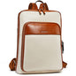 BOSTANTEN Leather Laptop Backpack for Women 15.6 inch Computer Bag Travel Work Daypack - color: 1-beige&brown